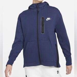 NWOT➰ Nike Womens Tech Fleece Navy Blue Full Zip Hoodie Jacket 🧿
